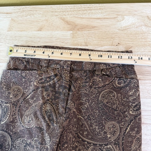 Vintage 90s Y2K Bootcut Paisley Pants Size 2P Boho Hippie Forest Brown Mid Rise - Picture 6 of 9
